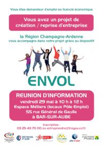 Réunion d'information sur le dispositif ENVOL. Le vendredi 29 mai 2015 à Bar-sur-Aube. Aube.  10H00